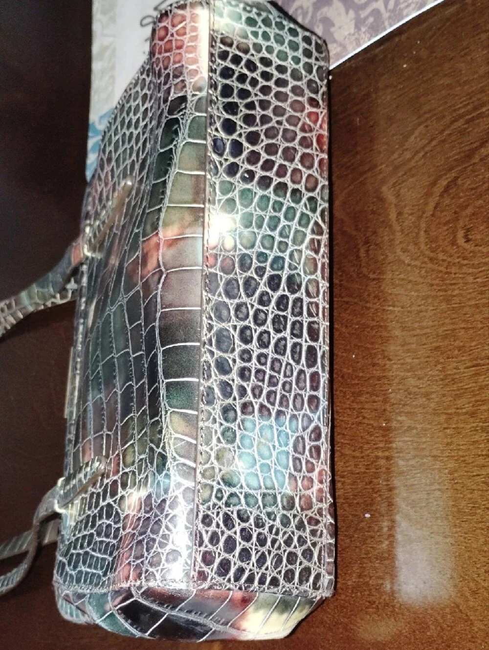 NWOT, Sondra Roberts Croc-Embossed Multicolor Double Handle Mini Purse